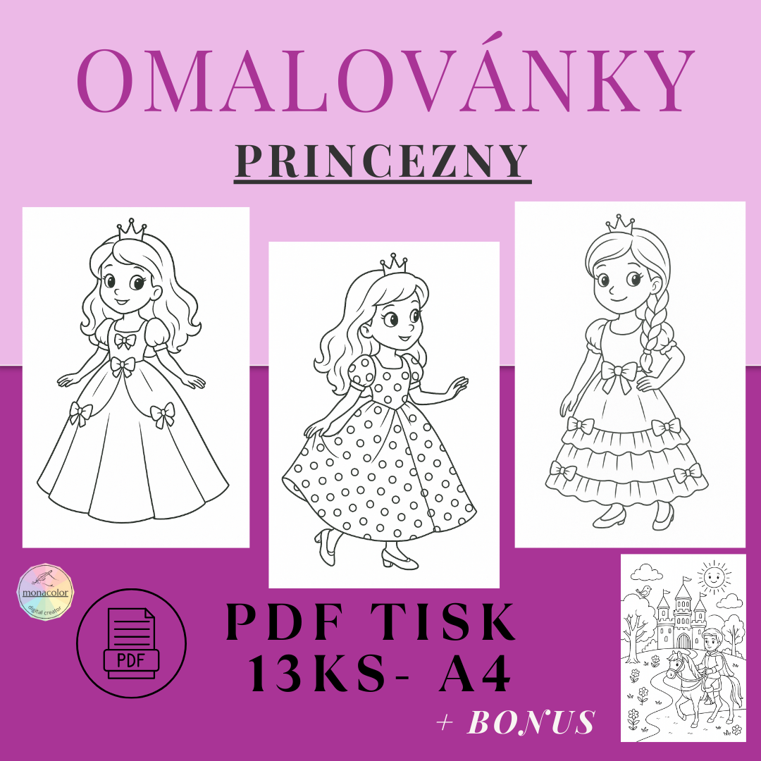 Omalovánky k tisku s princeznami pro děti