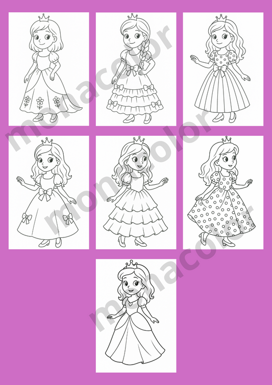 Omalovánky k tisku s princeznami pro děti