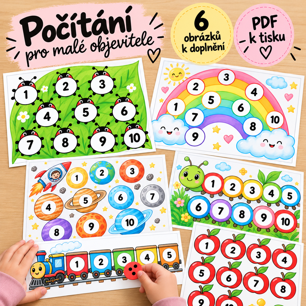 Počítání do 10 pro předškoláky – přiřazovací hra PDF