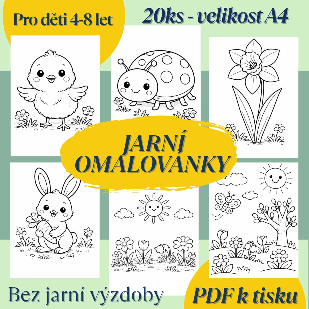 Jarní tvoření pro děti – výzdoba + omalovánky (PDF) ke stažení a k tisku, zvířátka, květiny.