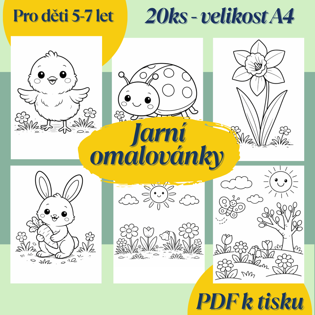 Jarní tvoření pro děti – výzdoba + omalovánky (PDF) ke stažení a k tisku, zvířátka, květiny.