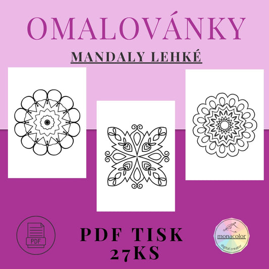 Omalovánky - Mandaly lehké - 27ks PDF k tisku