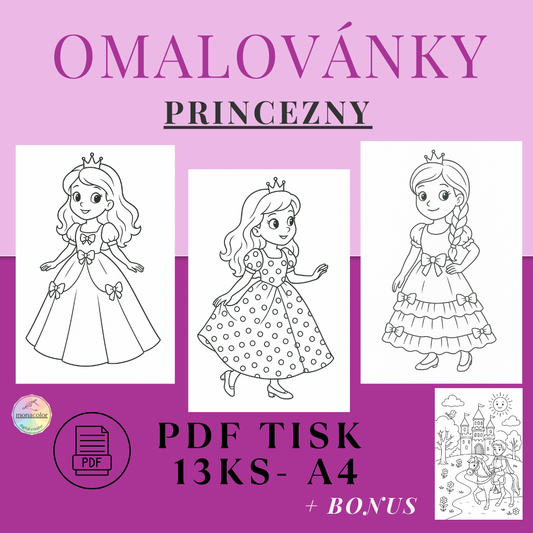 Omalovánky k tisku s princeznami pro děti 