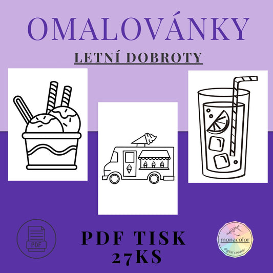 Omalovánky nanuků, zmrzlin, pohárů k tisku pro holky i pro kluky