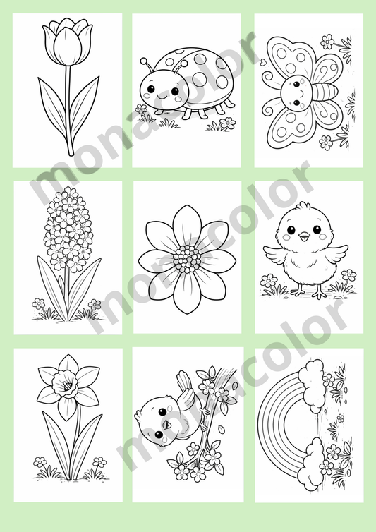 Jarní tvoření pro děti – výzdoba + omalovánky (PDF) ke stažení a k tisku, zvířátka, květiny.