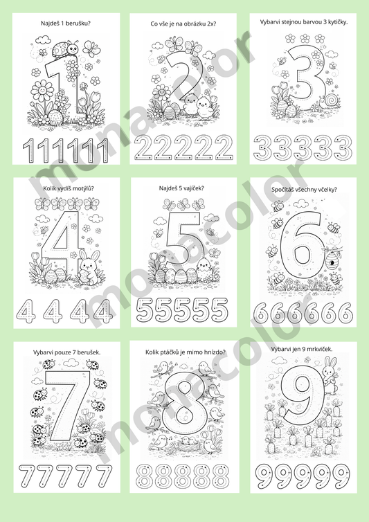 pro maminky s dětmi 3–6 let
ideální na doma, na cesty i na prázdniny
vhodné jako příprava do školky / školy
učení čísel, omalovánky, jaro