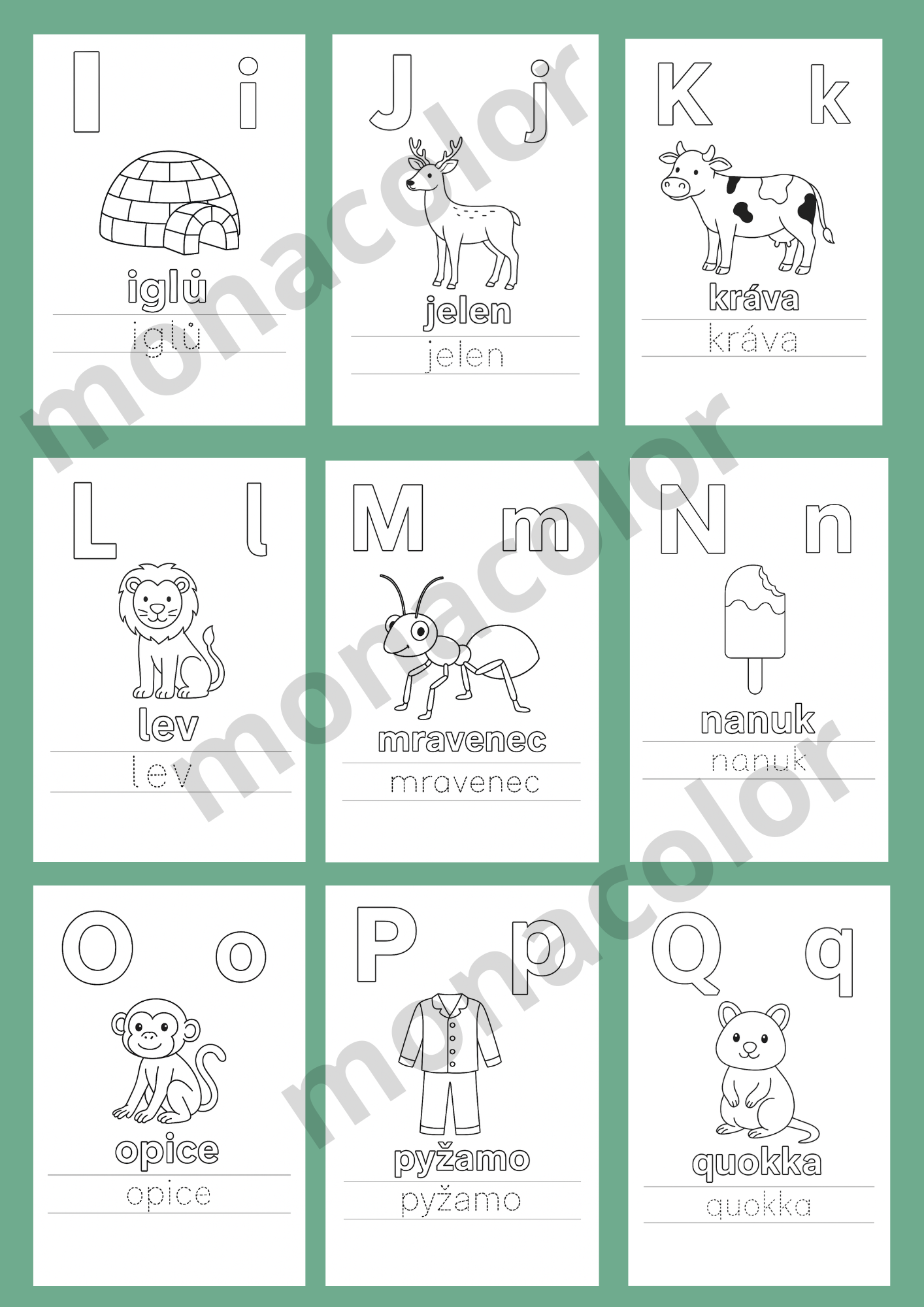 Abecední listy pro předškoláky, zábava, malování, děti , PDF k tisku