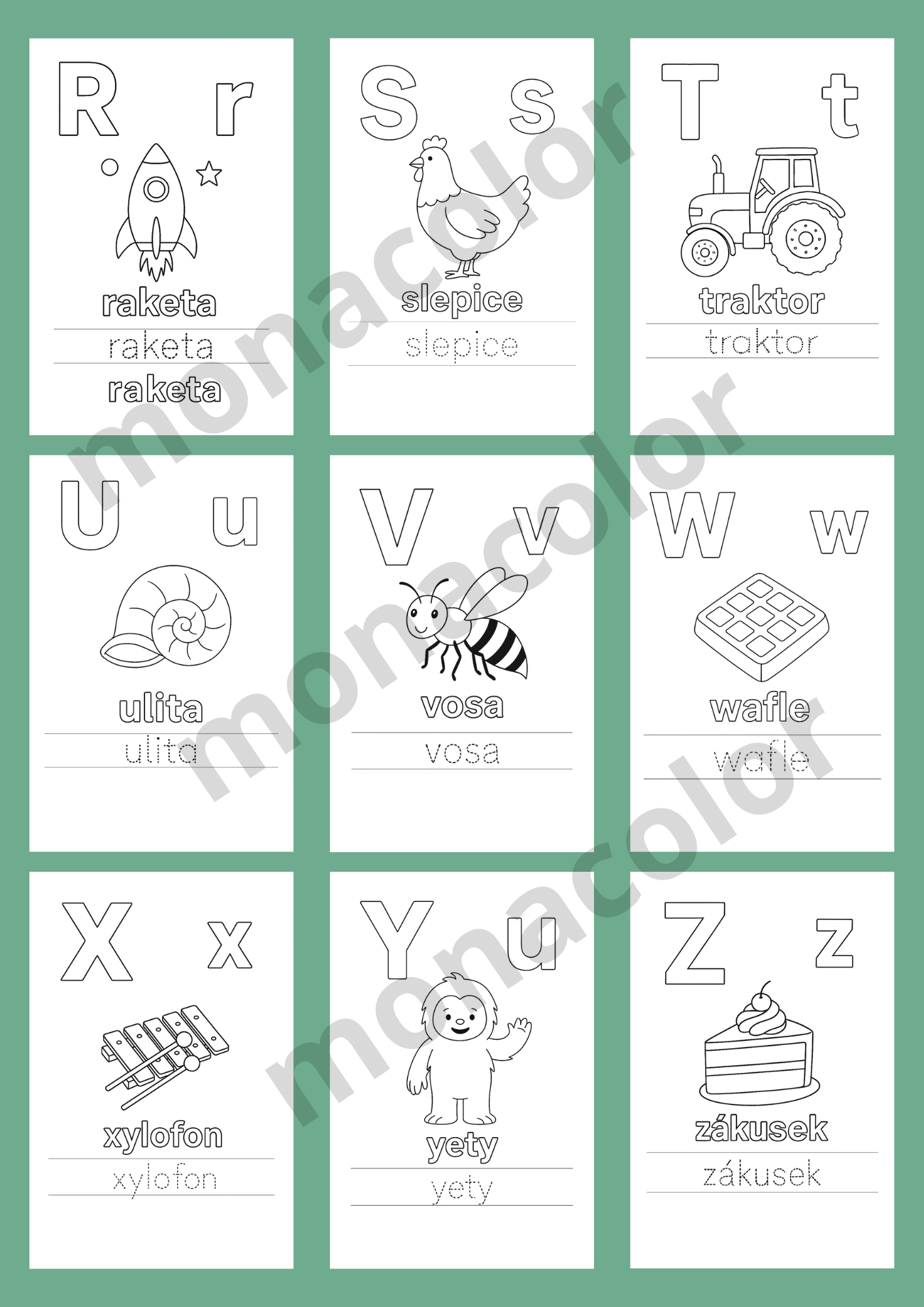 Abecední listy pro předškoláky, zábava, malování, děti , PDF k tisku