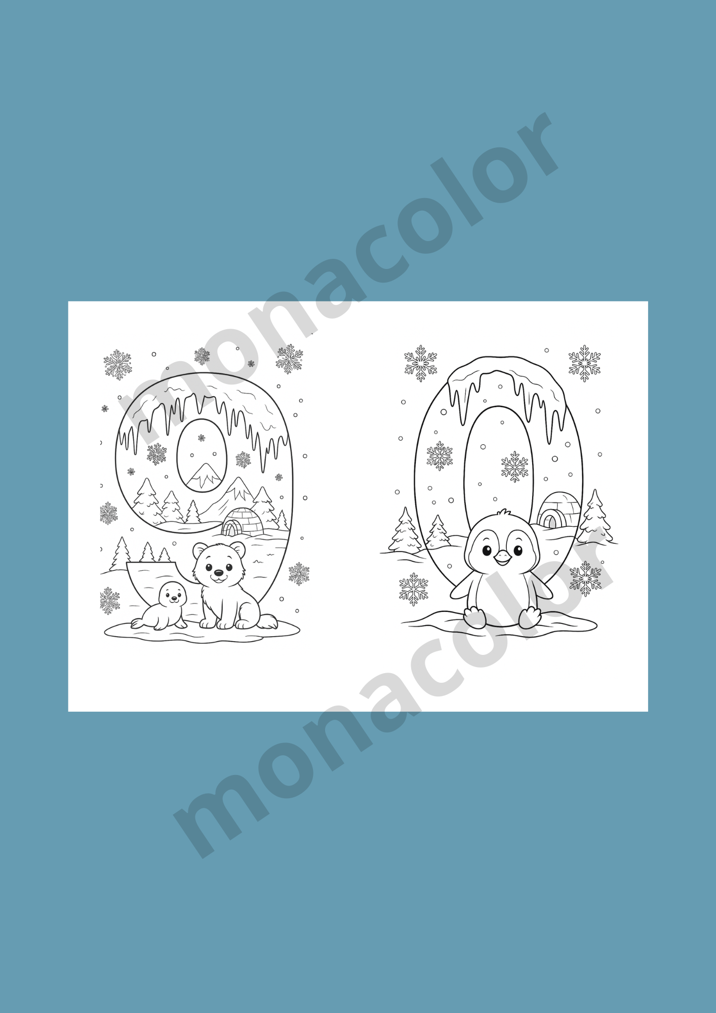 Omalovánky ke stažení v PDF pro děti, zimní téma, zimní tvoření, čísla k vybarvení