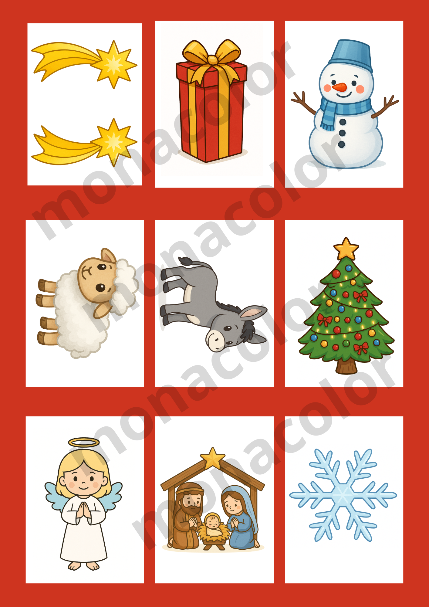 Vánoční výzdoba do oken nebo nástěnku pro děti, pdf ke stažení, tisku a laminaci