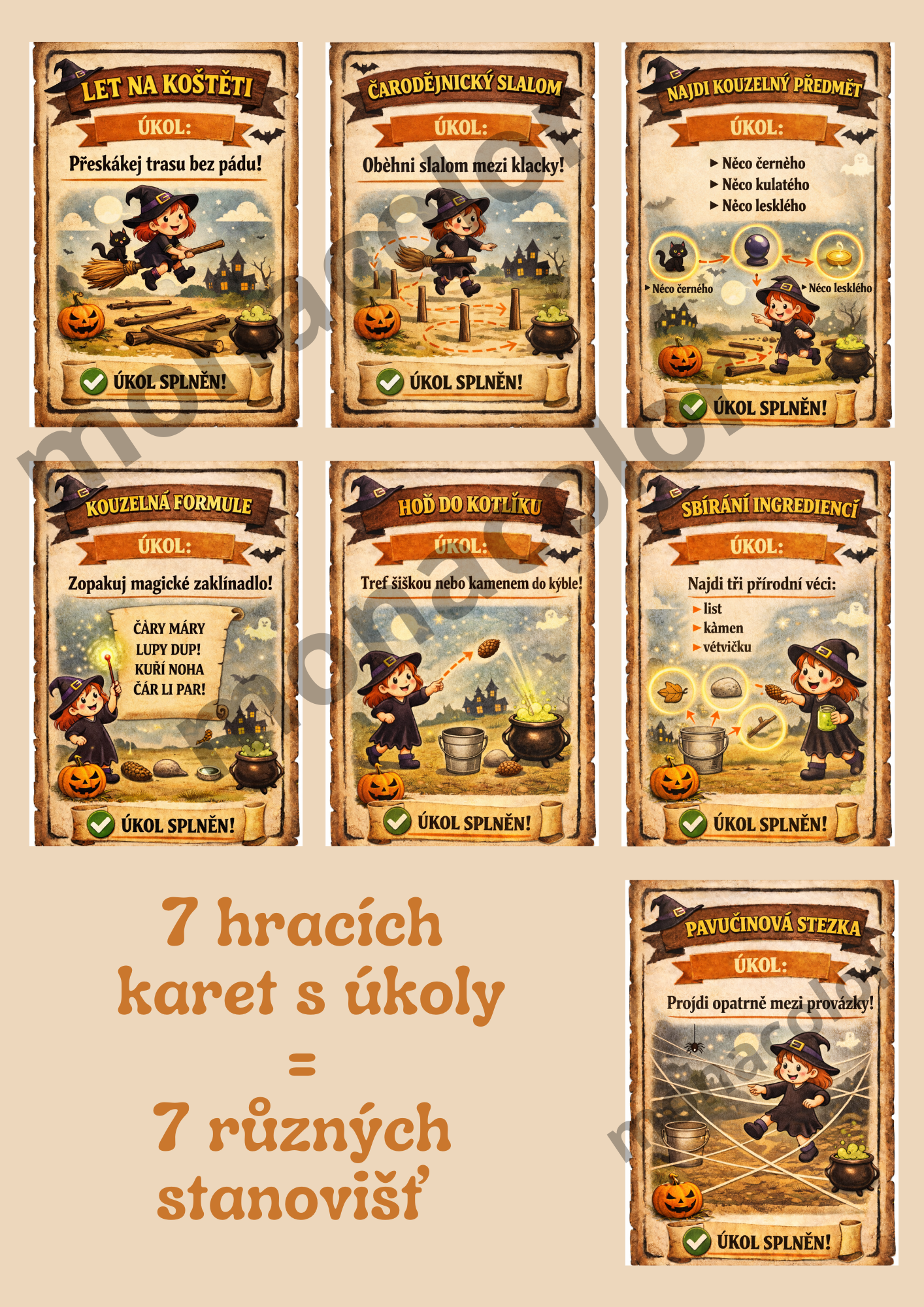 Ideální na čarodějnice, oslavy nebo víkend doma ( děti 5–8 let) 🧙‍♀️ PDF ke stažení