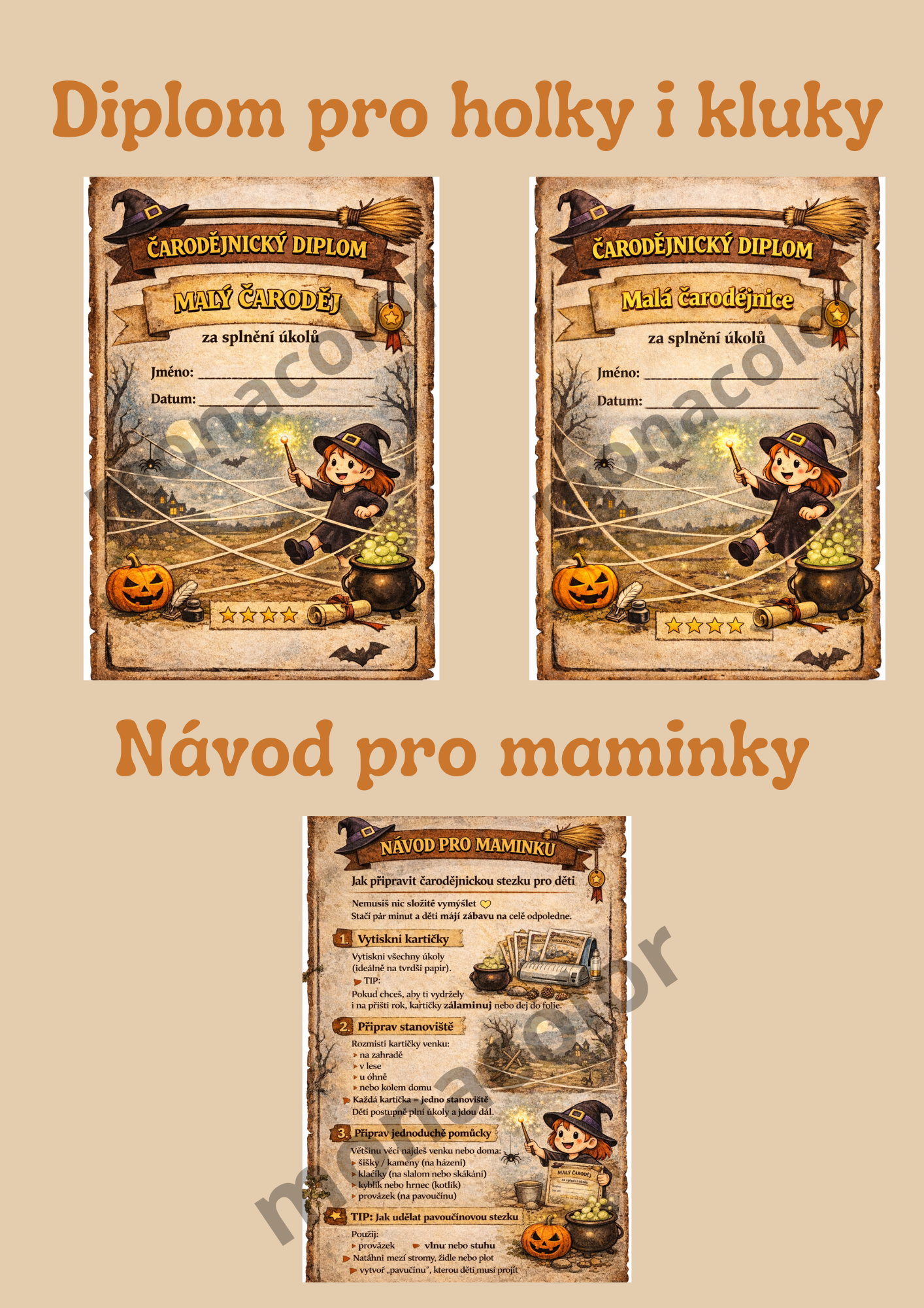 Ideální na čarodějnice, oslavy nebo víkend doma ( děti 5–8 let) 🧙‍♀️ PDF ke stažení