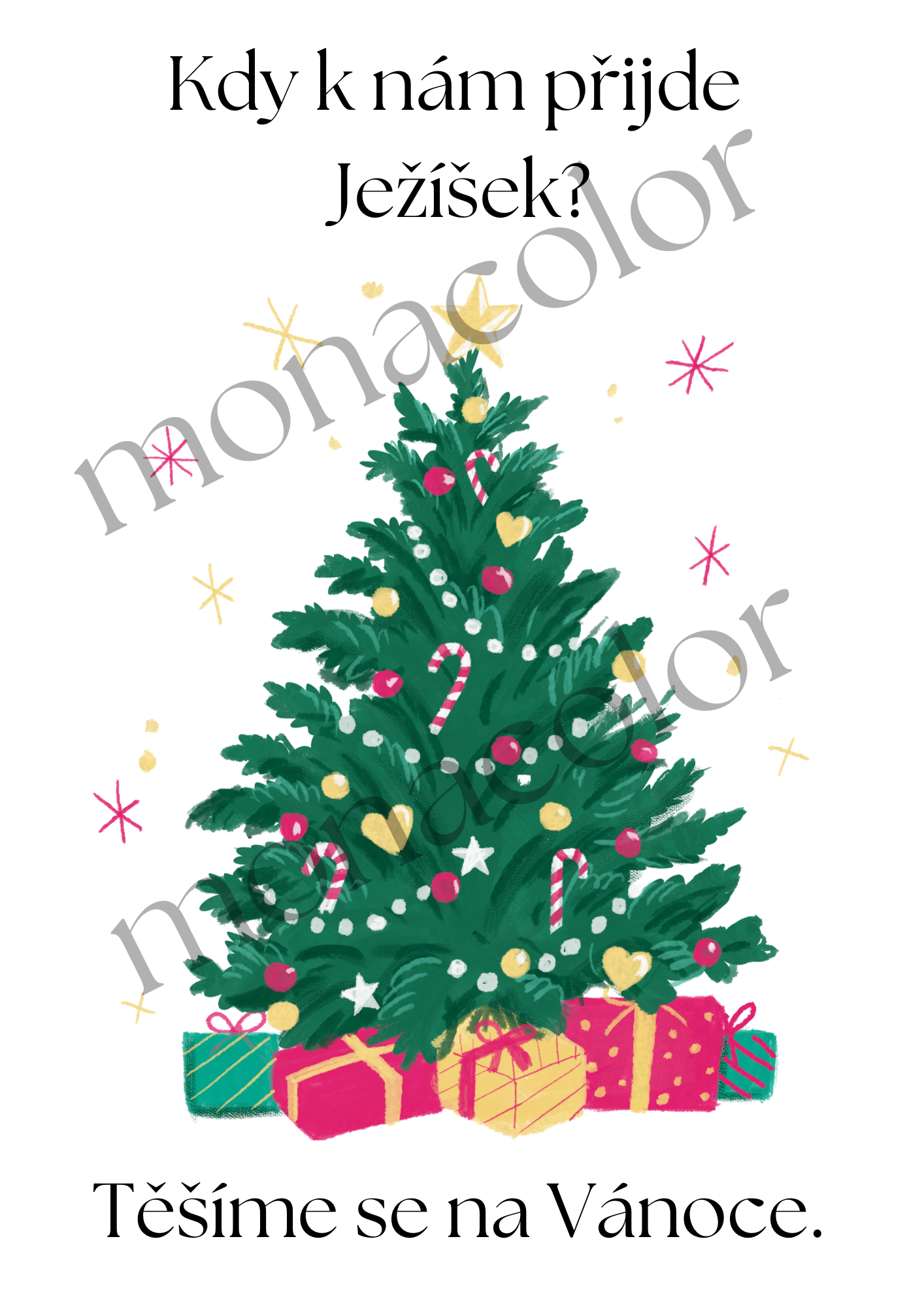 Vánoční kalendář pro děti, ke stříhání, čekání na Ježíška, Adventní kalednář